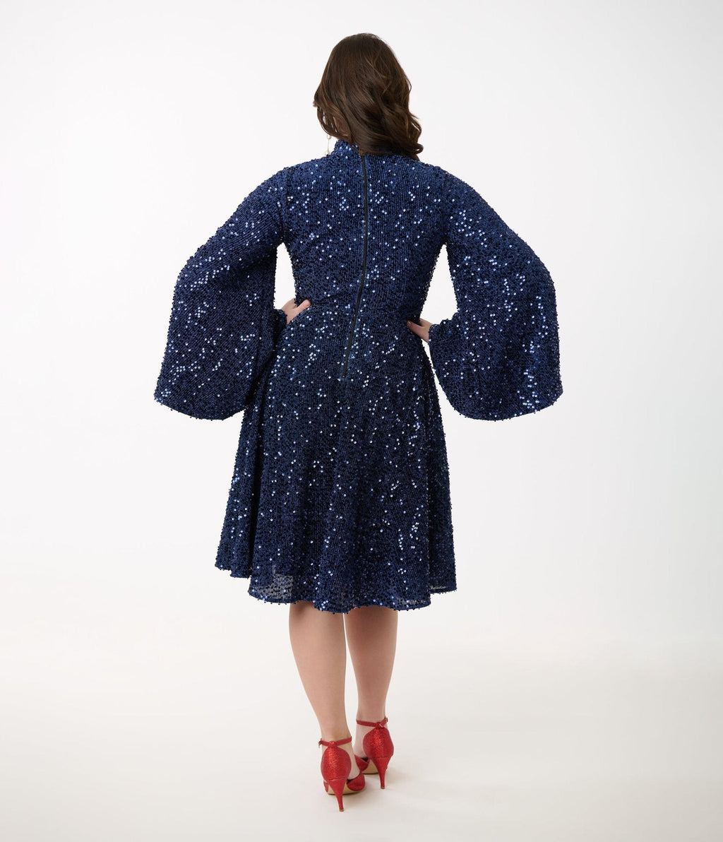 Disney's Snow White Collection by Unique Vintage Evil Queen Sequin Mock Neck Swing Dress